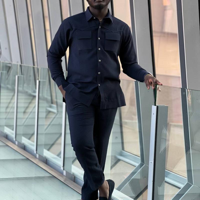 Dark Blue Two Pocket Kaftan