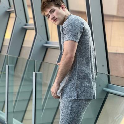 Black and Grey Short Sleeve Kaftan